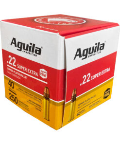 Aguila Ammunition Rimfire 22 LR, 40Gr, Solid Point Hi-Velocity, 250 Rounds Per Box