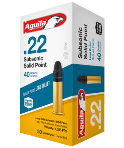 Aguila Ammunition, Rimfire, Subsonic, 22LR, 40 Grain, Solid Point, 50 Round Box