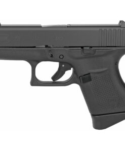 Glock, 43, Striker Fired, Semi-automatic, Polymer Frame Pistol, Sub-Compact, 9MM, 3.41" Barrel, Matte Finish, Black, No Finger Grooves, Fixed Sights, 6 Rounds, 2 Magazines