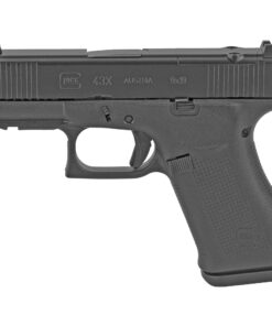 Glock, 43X MOS, Striker Fired, Semi-automatic, Polymer Frame Pistol, Sub-Compact, 9MM, 3.41" Barrel, Glock Marksman Barrel, nDLC Finish, Black, No Finger Grooves, Fixed Sights,...
