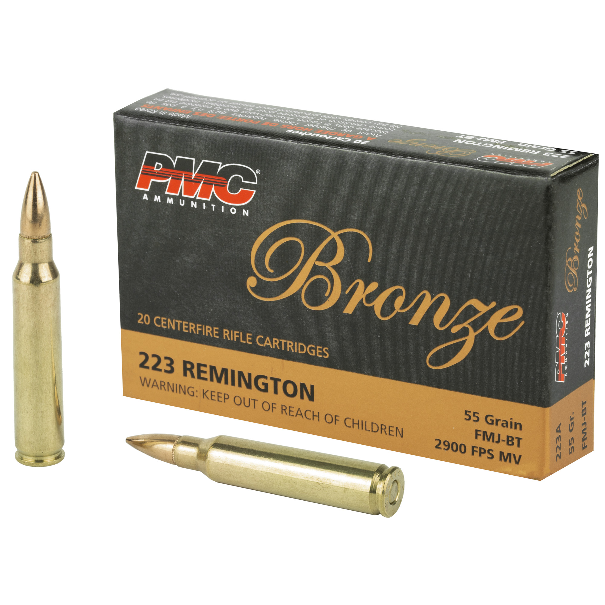 PMC, Bronze, 223REM, 55 Grain, Full Metal Jacket, 20 Round Box