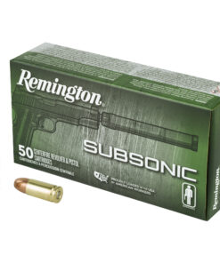 Remington, Subsonic, 9MM, 147 Grain, Flat Nose Enclosed Bullet, 50 Round Box
