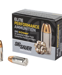 Sig Sauer, Elite Performance V-Crown Ammunition, 9MM, 124 Grain, Jacketed Hollow Point, 20 Round Box