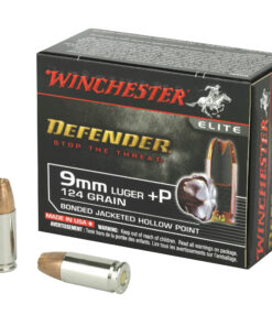 Winchester Ammunition, Defender, 9MM +P, 124 Grain, PDX1, Bonded Jacketed Hollow Point, 20 Round Box