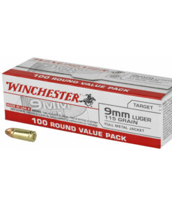 Winchester Ammunition, USA, 9MM, 115 Grain, Full Metal Jacket, 100 Round Box