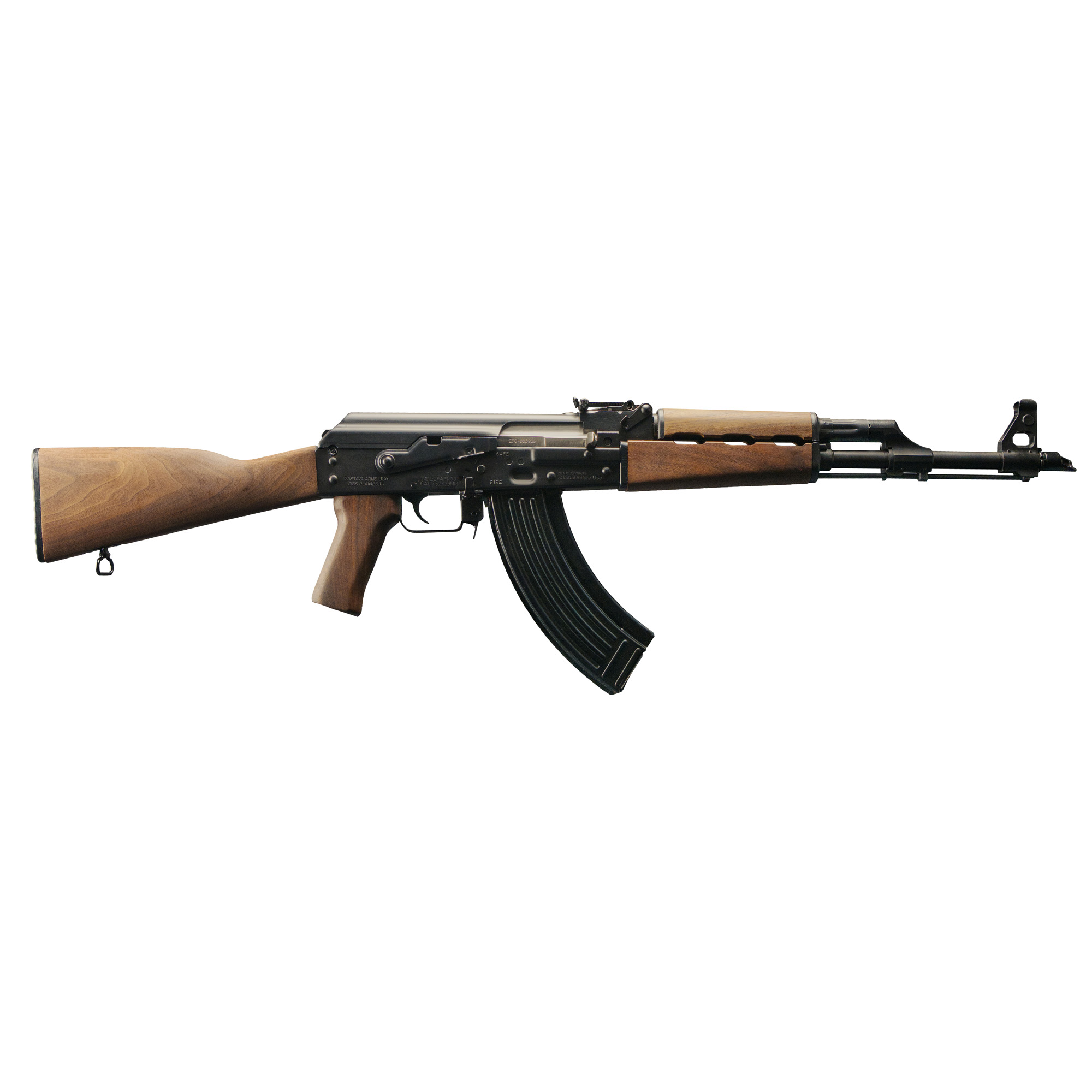 Zastava, ZPAPM70, Semi-automatic, 7.62X39, 16.3", Blue, Walnut, Right Hand, Chrome Lined Barrel, 1.5MM Receiver, Bulged Trunnion, 30Rd